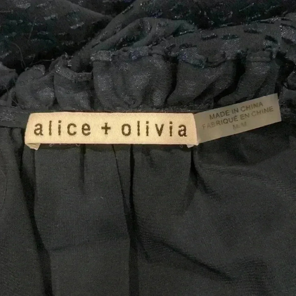 Alice and Olivia by Stacey bendet Layla Geometric Chiffon Peasant blue Dress - Picture 7 of 8